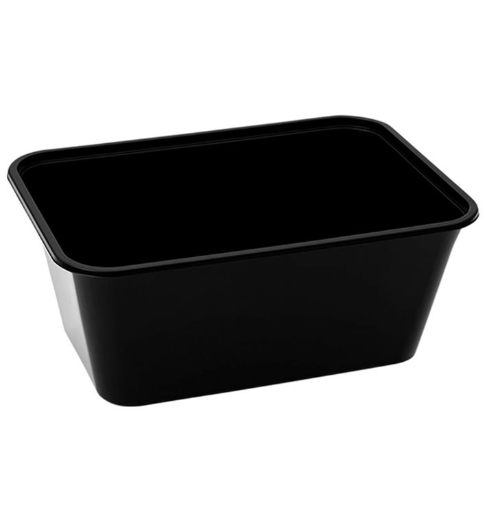 Rectangular Container in PP Black with Lid 1.000ml 17,3x11,9cm (50 Units) Rectangular Container in PP Black with Lid 1.000ml 17,3x11,9cm (50 Units)