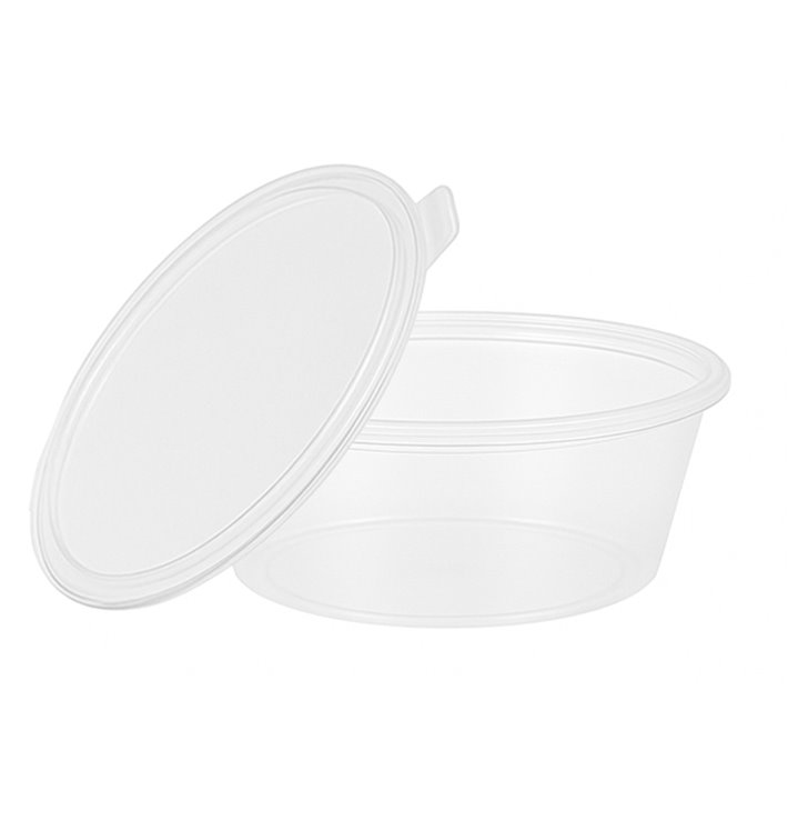 Hinge Sauce Cup in PP with Lid 6Oz/180ml (100 Units)