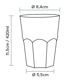 Reusable Unbreakable Cup PP Cocktail Clear Ø8,4cm 420ml (420 Units)