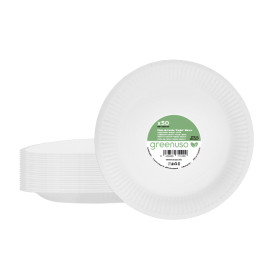 Round Paper Plate “Radial” White Ø18cm 200gr/m² (650 Units)