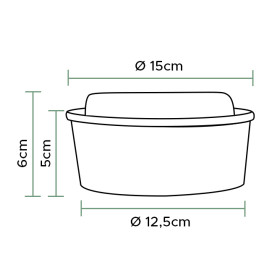 Paper Kraft-Kraft Soup Bowl with PET Lid 500ml Ø15cm (50 Units)