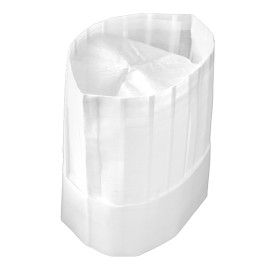 Disposable Chef Hat Pinstripe "TST" White (10 Units)