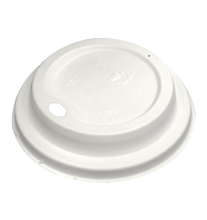 Lid with Hole of Moulded Cellulose Fibre White Ø9,0cm (50 Units) Lid with Hole of Moulded Cellulose Fibre White Ø9,0cm (50 Units)