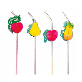 Plastic Straw Flexible PS Fruit Design Ø0,5cm 23cm 