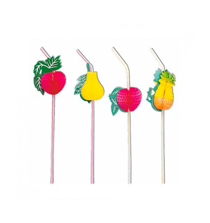 Plastic Straw Flexible PS Fruit Design Ø0,5cm 23cm Plastic Straw Flexible PS Fruit Design Ø0,5cm 23cm