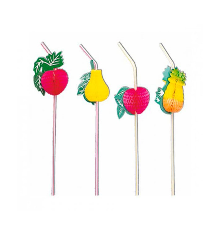 Plastic Straw Flexible PS Fruit Design Ø0,5cm Plastic Straw Flexible PS Fruit Design Ø0,5cm