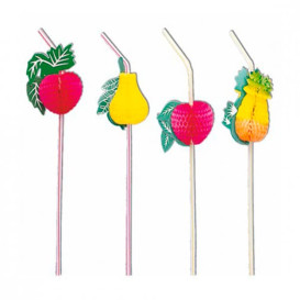 Plastic Straw Flexible PS Fruit Design Ø0,5cm 33cm 