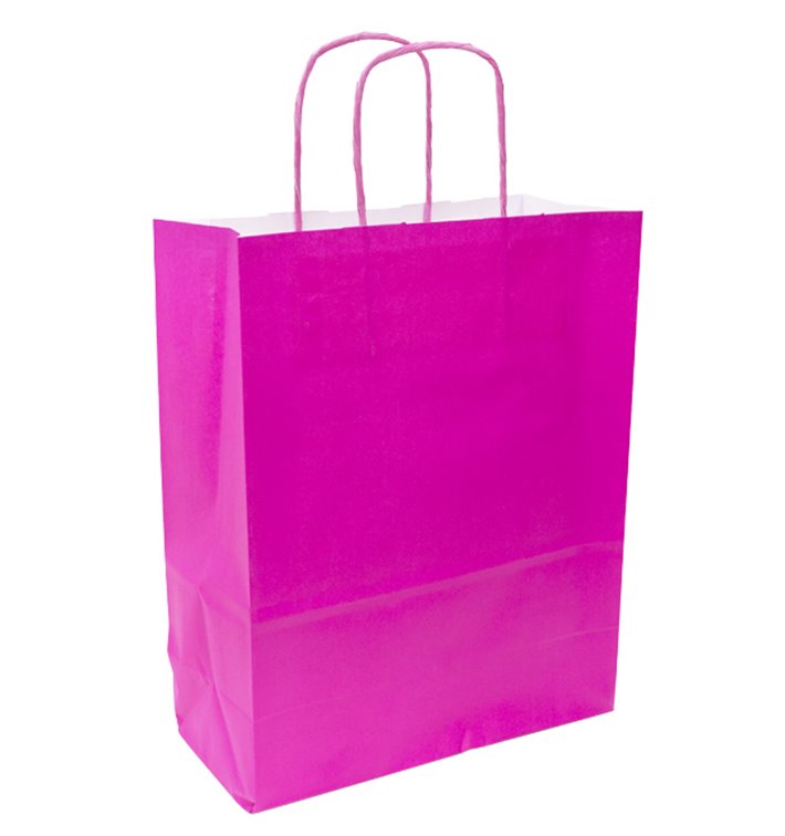 Fuchsia paper bag with handles 90g/m² 28+10x22 cm (25 Units) Fuchsia paper bag with handles 90g/m² 28+10x22 cm (25 Units)