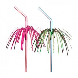 Plastic Straw Flexible PS Palm Tree Design Ø0,5cm 23cm 