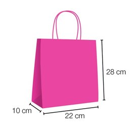 Fuchsia paper bag with handles 90g/m² 28+10x22 cm (25 Units)