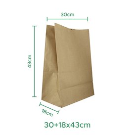 Paper Bag without Handle Kraft 75g/m² 30+18x43cm (25 Units)