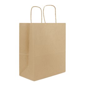 Flat Handle Kraft Paper Bags 80g/m² 22+10x28cm (50 Units)