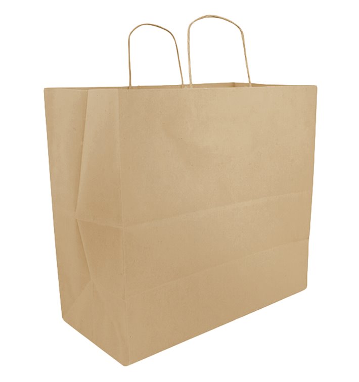 Paper Bag with Handles Kraft Flat 70g/m² 25+17x26cm (50 Units) Paper Bag with Handles Kraft Flat 70g/m² 25+17x26cm (50 Units)