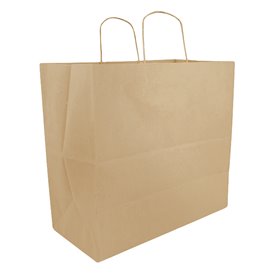 Paper Bag with Handles Kraft Flat 70g/m² 25+17x26cm (250 Units)