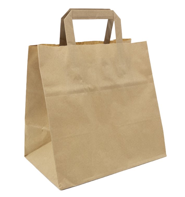 Paper Bag with Handles Kraft Flat 70g/m² 25+17x26cm (250 Units) Paper Bag with Handles Kraft Flat 70g/m² 25+17x26cm (250 Units)