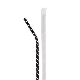 Paper Straw Flexible Pack Black White Stripes Wrapped Ø0,6cm 21cm (100 Units)