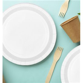 Paper Plate Round Greaseproof Shape White  Ø22cm 220g/m² (50 Units) 
