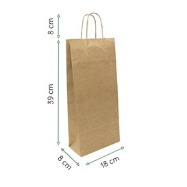 Paper Bottle Bag with Handles Kraft 18+8x39cm (300 Units)