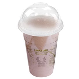 Compostable PLA Dome Lid Green Stripe® without Hole Ø9,6cm (100 Units)