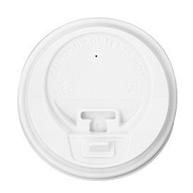 Plastic Lid with Hole PS White Ø8,0cm (1000 Units)