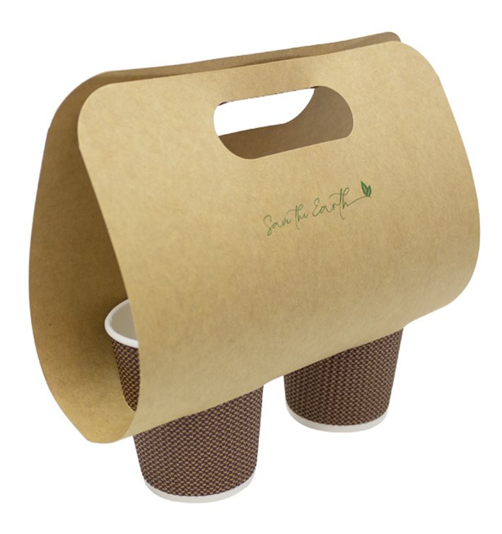 Paper Kraft Cup Carrier 23,9x18cm Ø8,0cm (100 Units) Paper Kraft Cup Carrier 23,9x18cm Ø8,0cm (100 Units)