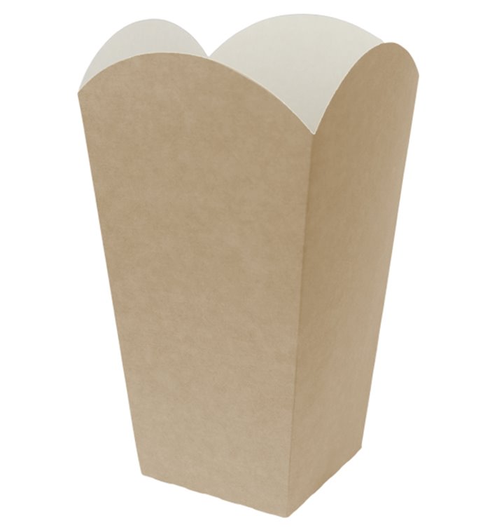 Paper Popcorn Box Large Size Kraft 150g 8,7x13x20,3cm (250 Units) Paper Popcorn Box Large Size Kraft 150g 8,7x13x20,3cm (250 Units)