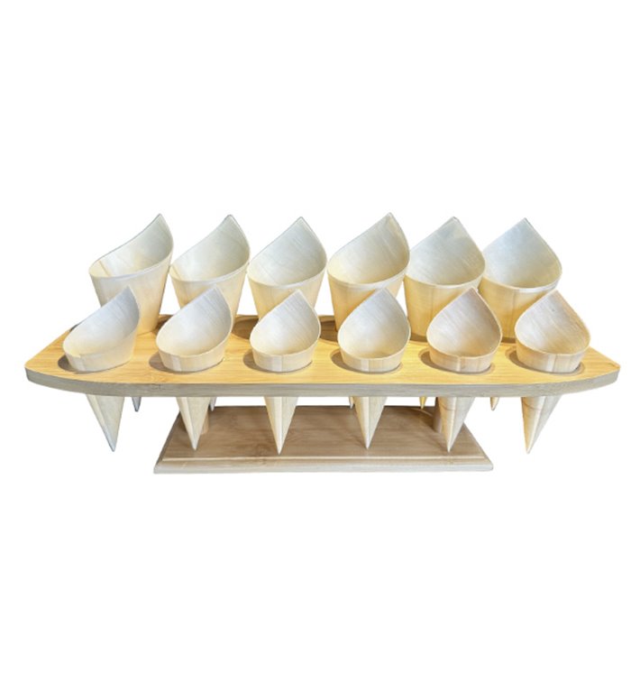 Bamboo Serving Cone Holder 12 Slots (4 Units) Bamboo Serving Cone Holder 12 Slots (4 Units)