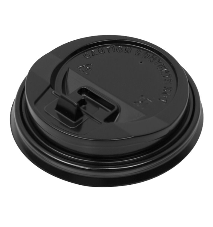 Lid with Hole for Paper Cup 7Oz Black Ø7,2cm (50 Units) Lid with Hole for Paper Cup 7Oz Black Ø7,2cm (50 Units)