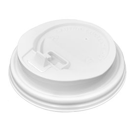 Plastic Lid with Hole PS White Ø8,0cm (50 Units)