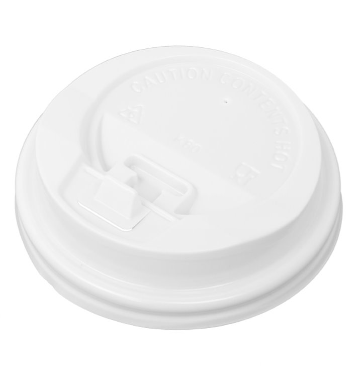 Plastic Lid with Hole PS White Ø8,0cm (50 Units)
