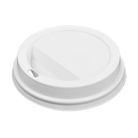 Lid with Hole for Paper Cup 7Oz White Ø7,2cm (50 Units) Lid with Hole for Paper Cup 7Oz White Ø7,2cm (50 Units)