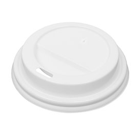Lid with Hole for Paper Cup 7Oz White Ø7,2cm (50 Units)