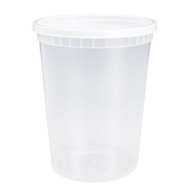 Plastic Deli Range Container in PP Transparent with Lid 960ml (40 Units)