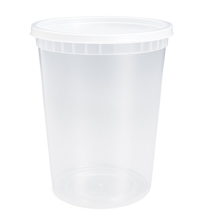 Plastic Deli Range Container in PP Transparent with Lid 960ml (40 Units) Plastic Deli Range Container in PP Transparent with Lid 960ml (40 Units)