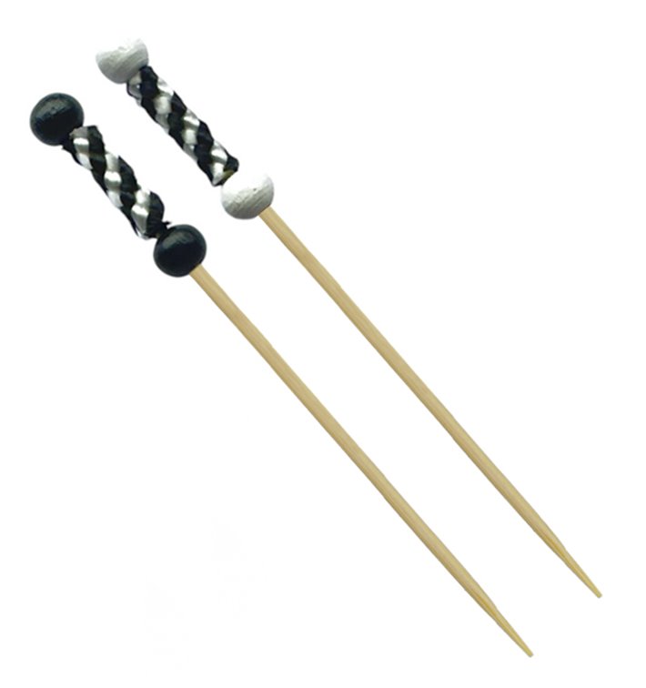 Bamboo Food Pick Black and White Design 12cm (1.200 Units) Bamboo Food Pick Black and White Design 12cm (1.200 Units)