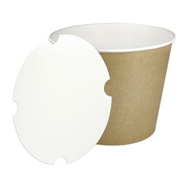 Paper Bucket Kraft with Lid 1750ml (100 Units)