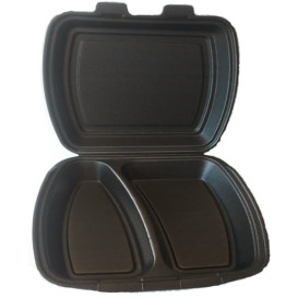 Foam Lunch Box 2 Compartments Black 2,40x2,10x0,70cm 