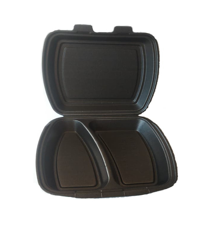 Foam Lunch Box 2 Compartments Black 2,40x2,10x0,70cm Foam Lunch Box 2 Compartments Black 2,40x2,10x0,70cm