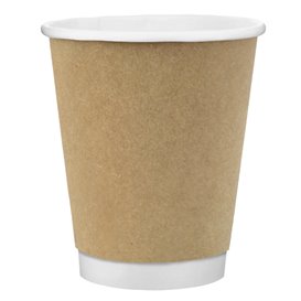 Cardboard Cup 8 Oz/240ml Double Wall Smooth Kraft Ø8cm (500 Units)