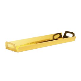 Paper Tray with Handles Rectangular shape Gold 32x7,5 cm (100 Units)  