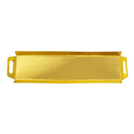 Paper Tray with Handles Rectangular shape Gold 32x7,5 cm (100 Units)  
