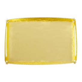 Paper Tray with Handles Rectangular shape Gold 12x19cm (10 Units)