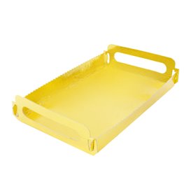 Paper Tray with Handles Rectangular shape Gold 12x19cm (10 Units)