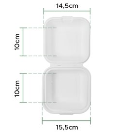 Sugarcane Burger Box White 15x15x8cm (600 Units)