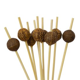 Bamboo Food Picks Ethnic Design 9cm (100 Units)  
