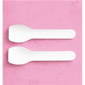 Paper Ice Cream Spoon Compostable White 9cm (50 Units)