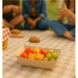 Bamboo Paper Food Tray Kraft 350ml 16,5x12x4,4cm (125 Units)