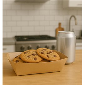 Bamboo Paper Food Tray Kraft 700ml 20,5x15x5,2cm (125 Units)