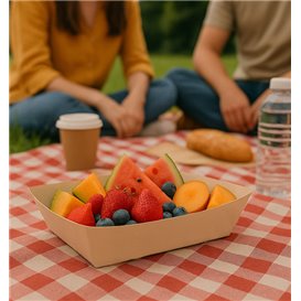 Bamboo Paper Food Tray Kraft 800ml 24x16x5,2cm (125 Units)