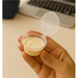 PP Plastic Souffle Cup with Hinged Lid Round 30ml (1.000 Units)